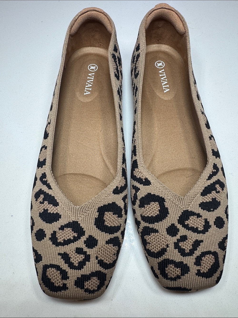VIVAIA Leopard Knit Ballet Flats - Tan & Black